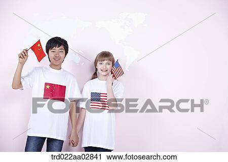 The global students with China and U. S. A. flag View Large Photo Image Stock Image - The global students with China and U. S. A. flag. Fotosearch