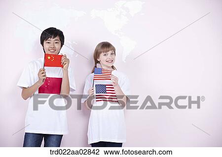 The global students with China and U. S. A. flag View Large Photo Image Stock Image - The global students with China and U. S. A. flag. Fotosearch