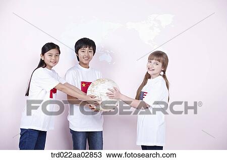The global students with the globe View Large Photo Image Stock Image - The global students with the globe. Fotosearch