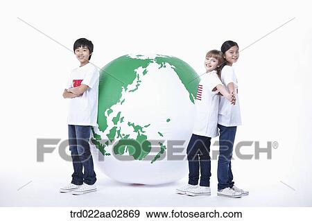 The global students with the globe View Large Photo Image Stock Photo - The global students with the globe. Fotosearch