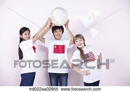 The global students with the globe View Large Photo Image Stock Photography - The global students with the globe. Fotosearch