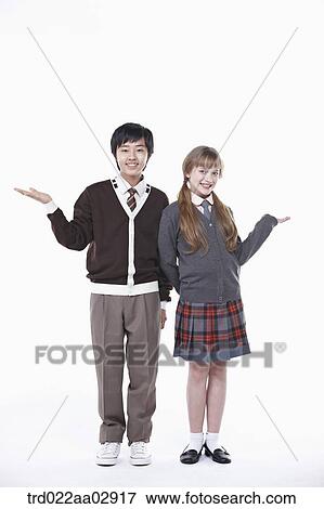 Stock Photo - The global students with their hands open. Fotosearch
