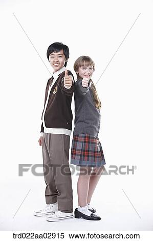 The global students with their thumbs up View Large Photo Image Stock Photography - The global students with their thumbs up . Fotosearch