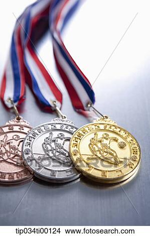 The gold, silver, and bronze prize medal View Large Photo Image Picture - The gold, silver, and bronze prize medal. Fotosearch