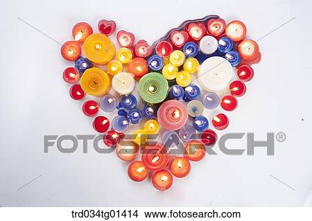 The heart made of colorful candles View Large Photo Image Picture - The heart made of colorful candles. Fotosearch
