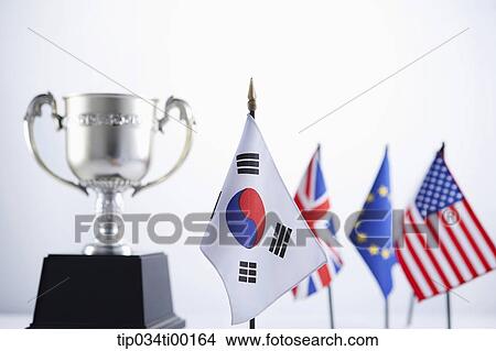 The national flag and trophy View Large Photo Image Picture - The national flag and trophy. Fotosearch