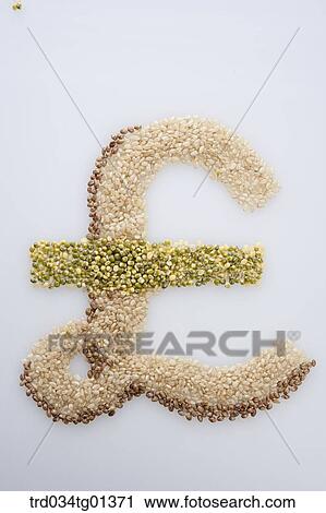 Stock Image - The Pound currency made of the grain . Fotosearch