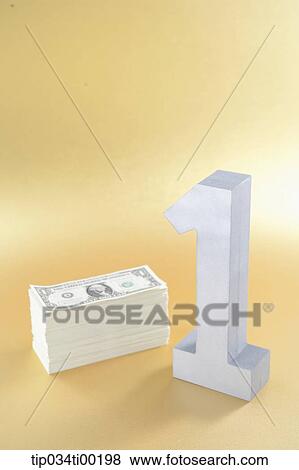 Stock Photo - The silver number one and money. Fotosearch