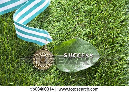 The 'SUCCESS' on the green leaf and golden medal View Large Photo Image Stock Image - The 'SUCCESS' on the green leaf and golden medal. Fotosearch