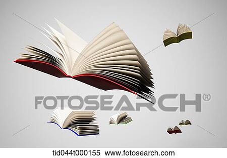 開いた 本 空中に イラスト Tid044t Fotosearch