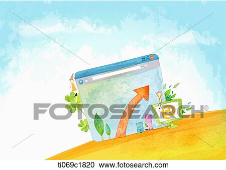 A illustration of a a computer on a hill View Large Illustration Clipart - A illustration of a a computer on a hill. Fotosearch
