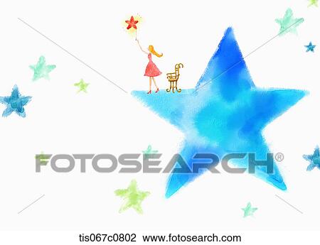 A illustration of a blue star with star background View Large Illustration Drawing - A illustration of a blue star with star background. Fotosearch