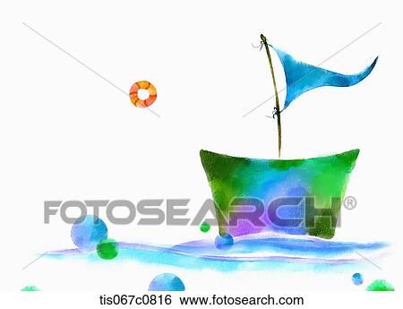 A illustration of a boat sailing View Large Illustration Stock Illustration - A illustration of a boat sailing . Fotosearch