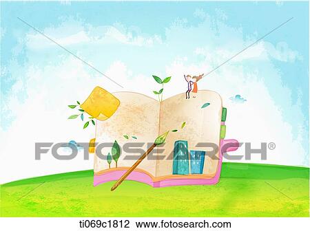A illustration of a diary on a hill View Large Illustration Drawing - A illustration of a diary on a hill. Fotosearch