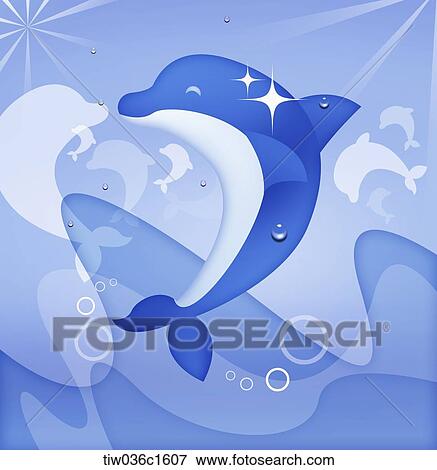 Stock Illustration - A illustration of a dolphins kissing in beach background. Fotosearch