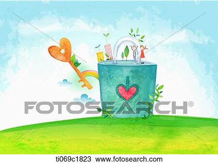 A illustration of a flower inside a light bulb View Large Illustration Drawing - A illustration of a flower inside a light bulb. Fotosearch
