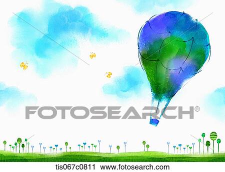 A illustration of a hot air balloon View Large Illustration Clip Art - A illustration of a hot air balloon. Fotosearch