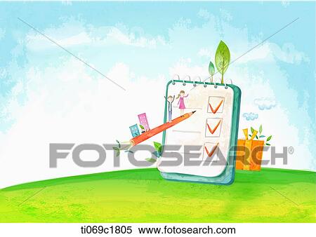 A illustration of a scheduler on a hill View Large Illustration Stock Illustration - A illustration of a scheduler on a hill. Fotosearch