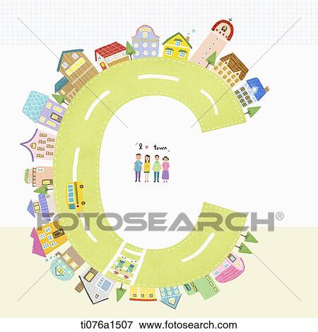 A illustration of a town on letter C View Large Illustration Stock Illustration - A illustration of a town on letter C. Fotosearch