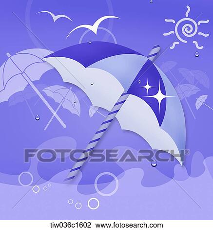 A illustration of an umbrellas under a sunny day View Large Illustration Drawing - A illustration of an umbrellas under a sunny day. Fotosearch