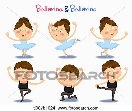 Stock Illustration - A illustration of ballerina and ballerino in different position and emotions. Fotosearch