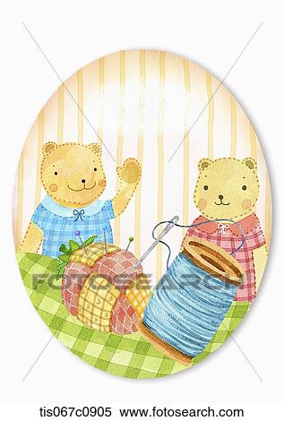 Stock Illustration - A illustration of bear parents in an egg shaped picture. Fotosearch