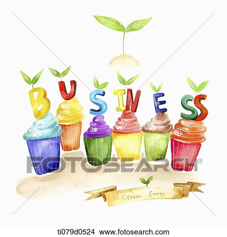 A illustration of cupcakes with a sign written business View Large Illustration Stock Illustration - A illustration of cupcakes with a sign written business. Fotosearch