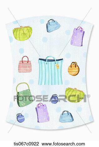 A illustration of different kinds of bags View Large Illustration Drawing - A illustration of different kinds of bags. Fotosearch