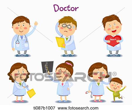 Stock Illustration - A illustration of doctor in different position and emotions. Fotosearch
