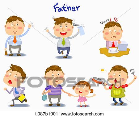 Clip Art - A illustration of father in different position and emotions. Fotosearch