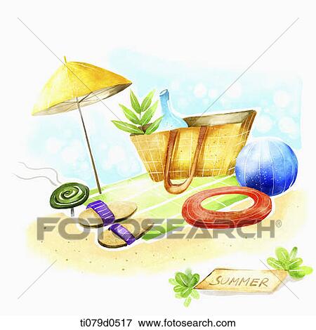 A illustration of items related to beach View Large Illustration Stock Illustration - A illustration of items related to beach . Fotosearch