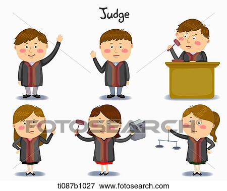Stock Illustration - A illustration of judge in different position and emotions. Fotosearch