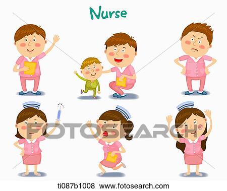 A illustration of nurse in different position and emotions View Large Illustration Stock Illustration - A illustration of nurse in different position and emotions. Fotosearch
