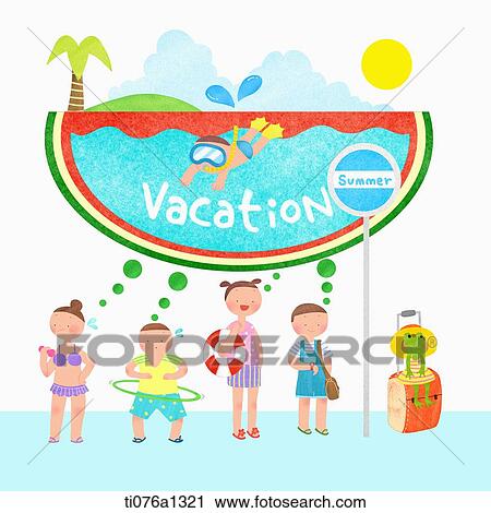 Clip Art - A illustration of people going for a vacation. Fotosearch