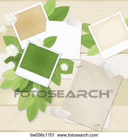 A illustration of polaroid photos and a letter View Large Illustration Clip Art - A illustration of polaroid photos and a letter. Fotosearch