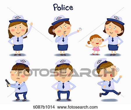 A illustration of police in different position and emotions View Large Illustration Stock Illustration - A illustration of police in different position and emotions. Fotosearch