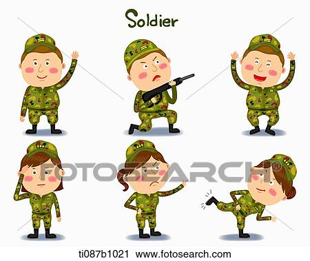 A illustration of solider in different position and emotions View Large Illustration Clip Art - A illustration of solider in different position and emotions. Fotosearch