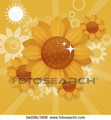 Stock Illustration - A illustration of sunflowers in sunny day . Fotosearch