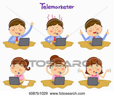 A illustration of telemarketer in different position and emotions View Large Illustration Stock Illustration - A illustration of telemarketer in different position and emotions. Fotosearch