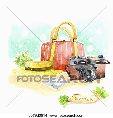 Stock Illustration - A illustration of travelling in summer. Fotosearch
