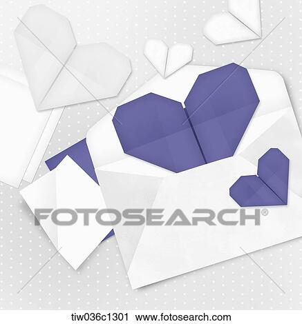 A memo design of an envelope and origami hearts View Large Illustration Clip Art - A memo design of an envelope and origami hearts. Fotosearch
