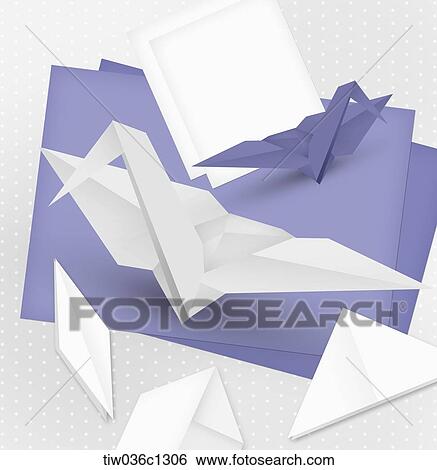 A memo design of origami blue crane View Large Illustration Stock Illustration - A memo design of origami blue crane. Fotosearch