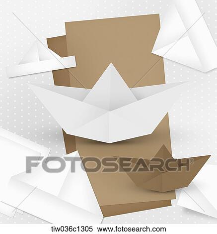 A memo design of origami brown boat View Large Illustration Stock Illustration - A memo design of origami brown boat. Fotosearch