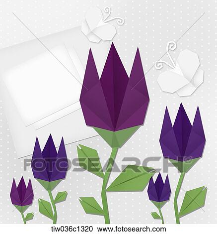 A memo design of origami purple tuplips View Large Illustration Clipart - A memo design of origami purple tuplips. Fotosearch