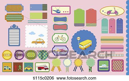 Stock Illustration - A name tag design with a concept of transportation. Fotosearch
