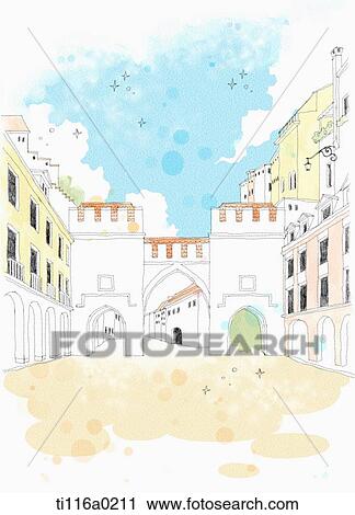 A painting of a gate in london View Large Illustration Clip Art - A painting of a gate in london. Fotosearch