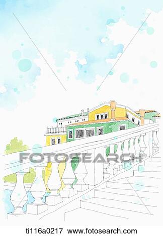A painting of stairs in london View Large Illustration Stock Illustration - A painting of stairs in london. Fotosearch
