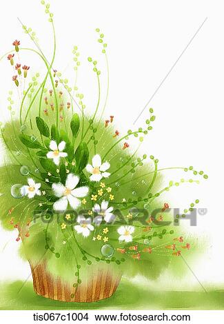 A paper design of flowers in a basket View Large Illustration Stock Illustration - A paper design of flowers in a basket. Fotosearch