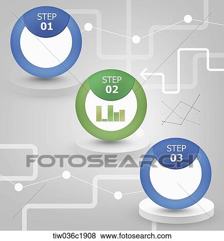 Stock Illustration - A template of three step diagram in circular shapes. Fotosearch