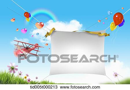 banner design for celebrating a memorial day with balloons in the air View Large Illustration Drawing - banner design for celebrating a memorial day with balloons in the air. Fotosearch